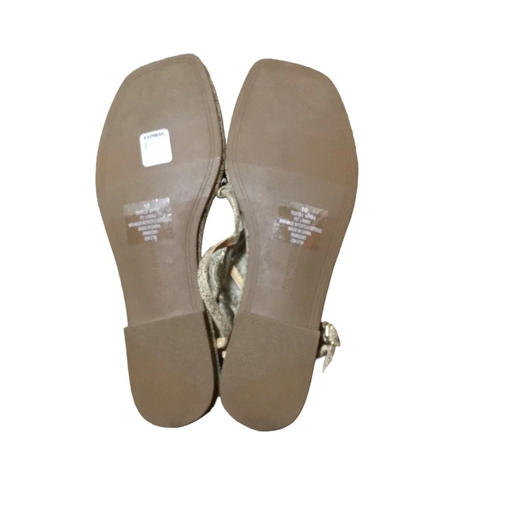 Express Black and Tan Snakeskin Sandals Size 10 NWOT